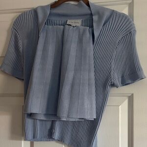 Pink Rose Sky Blue Knit Top & Skirt